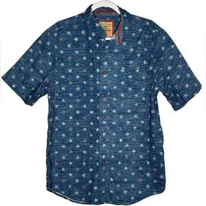 OUTDOOR LIFE Men’s Short-sleeved denim fabric 4th Of‎ July shirt Medium